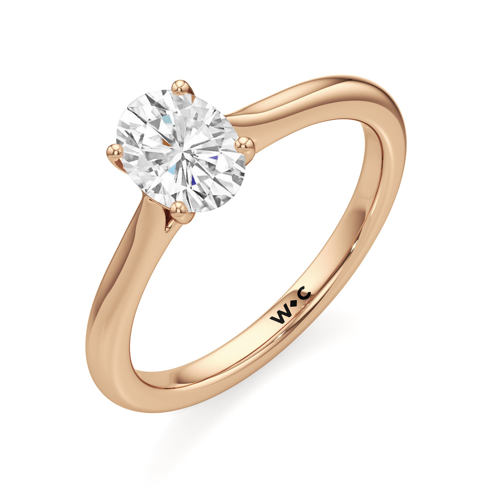 The Eve Engagement Ring with Oval Cut Diamond in 14KT Rose Gold view 3
