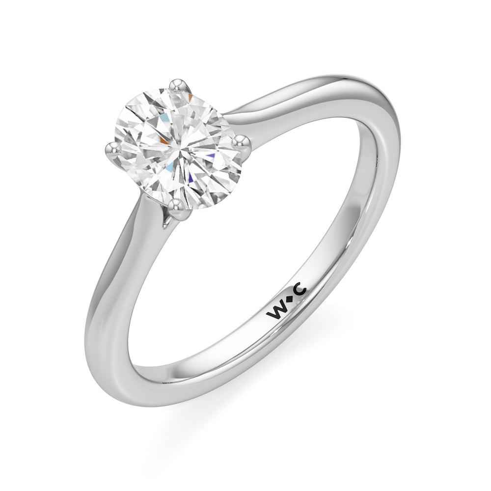 The Eve Engagement Ring with Oval Cut Diamond in 14KT Platinum view 3

