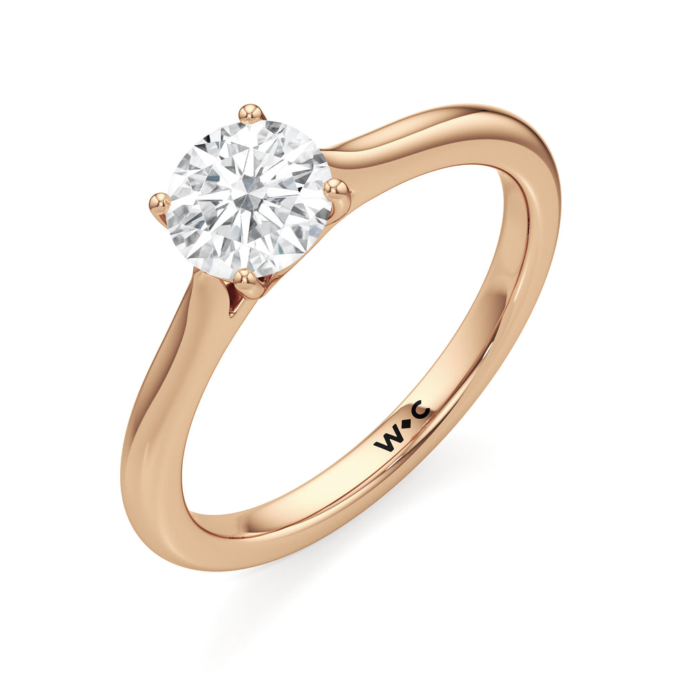 The Eve Engagement Ring with Round Cut Diamond in 14KT Rose Gold view 3
