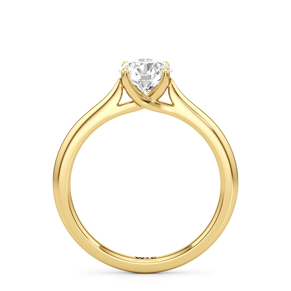 The Eve Engagement Ring with Round Cut Diamond in 14KT Yellow Gold view 2
