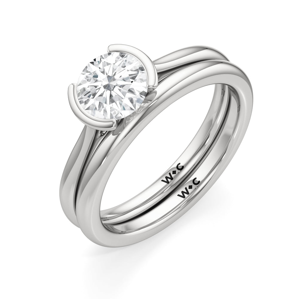 The Elena Wedding Band with Platinum Cut Diamond in 14KT Platinum view 4
