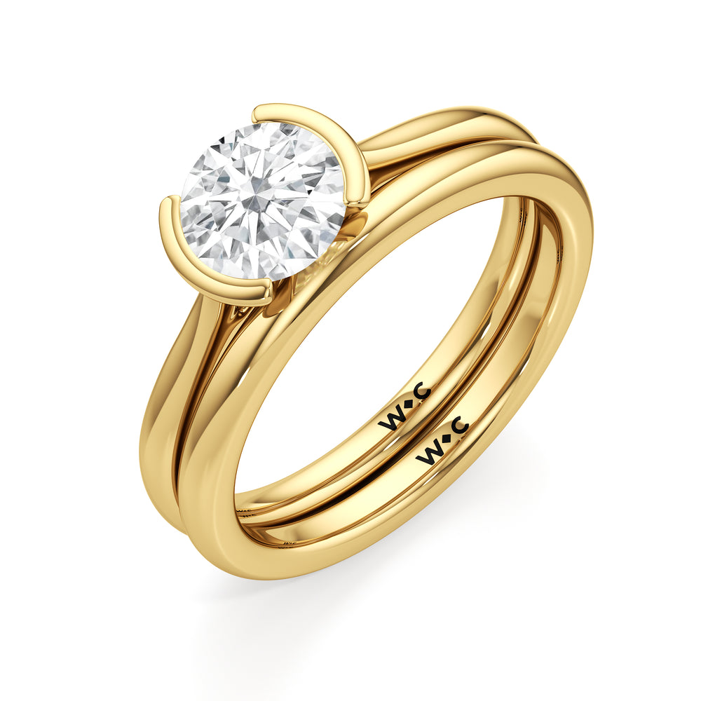 The Elena Wedding Band with 18KT Yellow Gold Cut Diamond in 14KT Yellow Gold view 4
