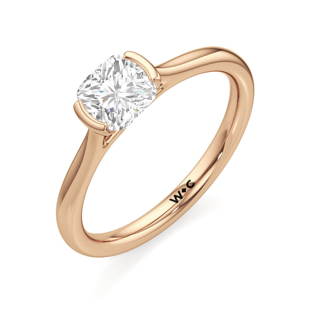 The Elena Engagement Ring with Cushion Cut Diamond in 14KT Rose Gold view 3
