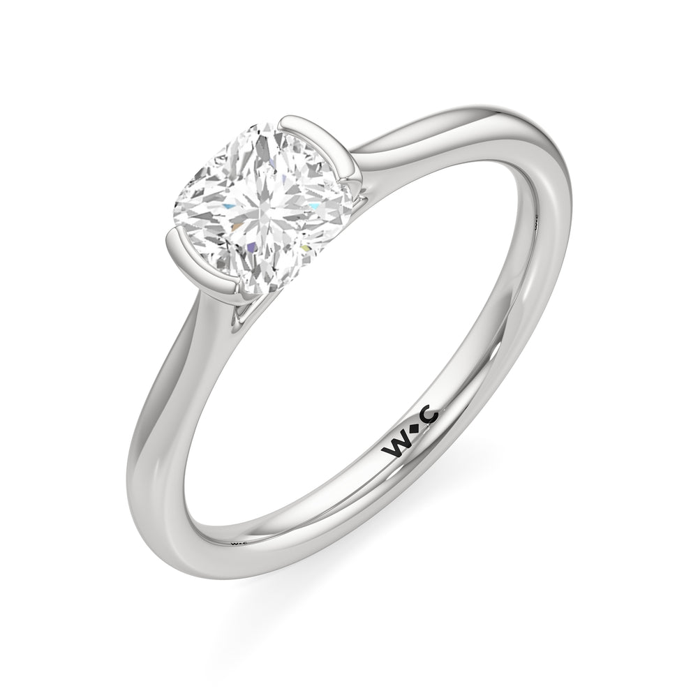 The Elena Engagement Ring with Cushion Cut Diamond in 14KT Platinum view 3

