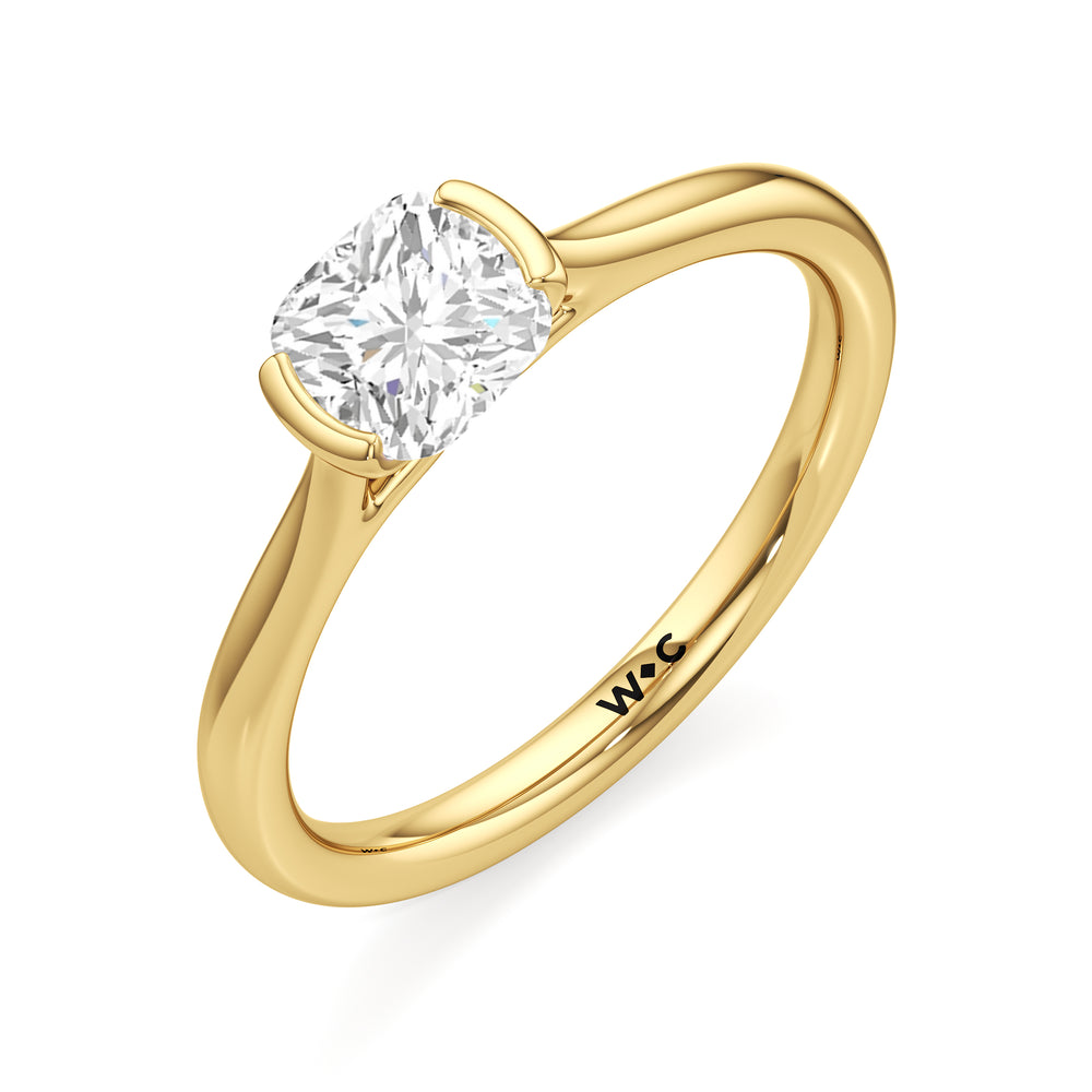 The Elena Engagement Ring with Cushion Cut Diamond in 14KT Yellow Gold view 3
