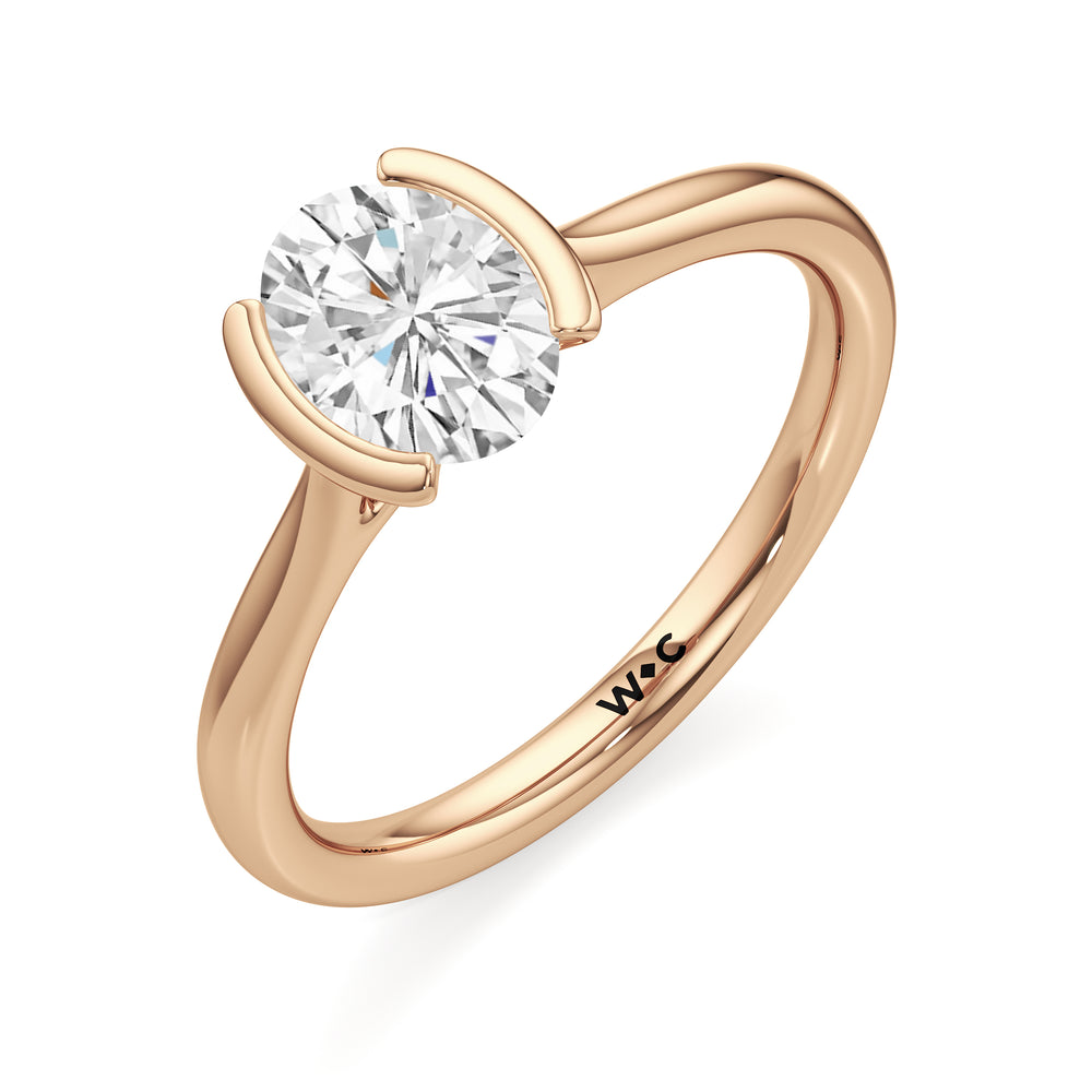 The Elena Engagement Ring with Oval Cut Diamond in 14KT Rose Gold view 3
