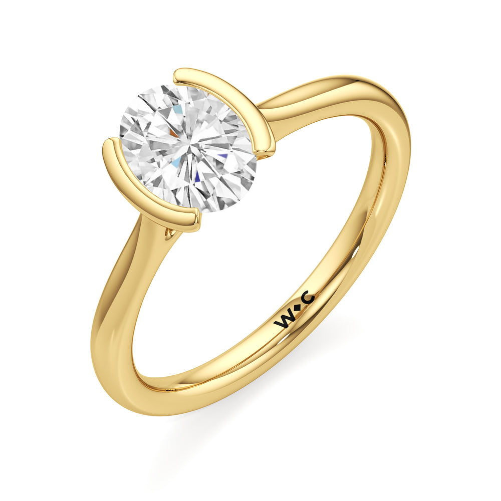 The Elena Engagement Ring with Oval Cut Diamond in 14KT Yellow Gold view 3
