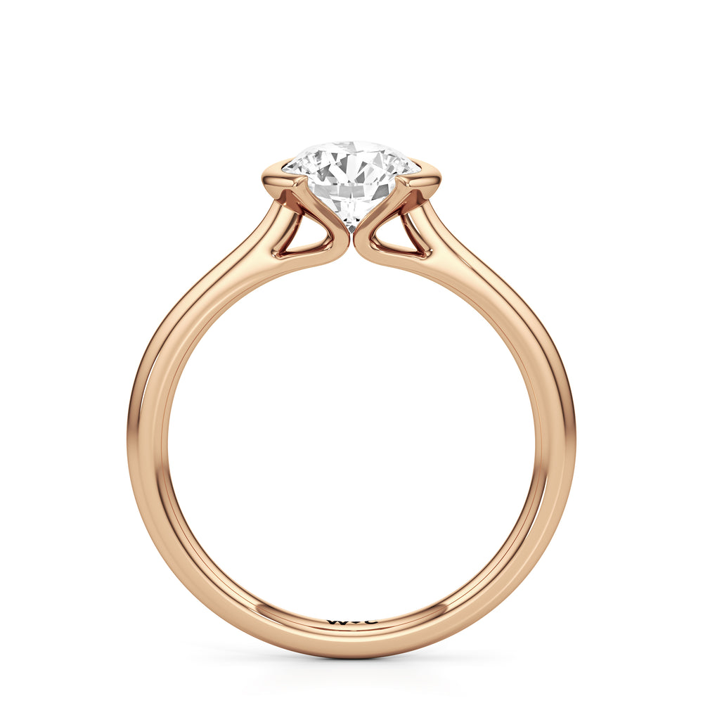 The Elena Engagement Ring with Round Cut Diamond in 14KT Rose Gold view 2
