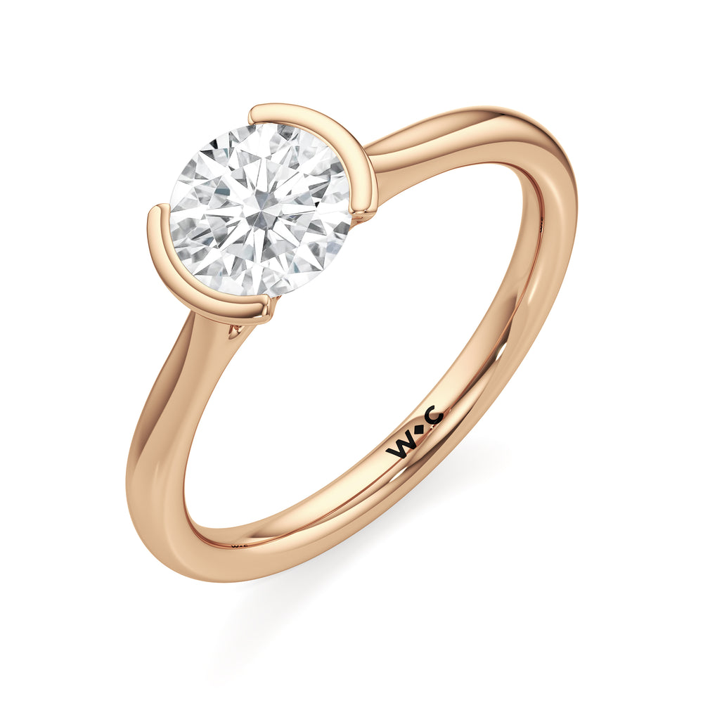 The Elena Engagement Ring with Round Cut Diamond in 14KT Rose Gold view 3

