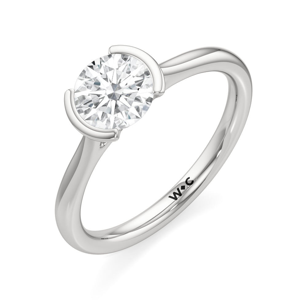 The Elena Engagement Ring with Round Cut Diamond in 14KT Platinum view 3
