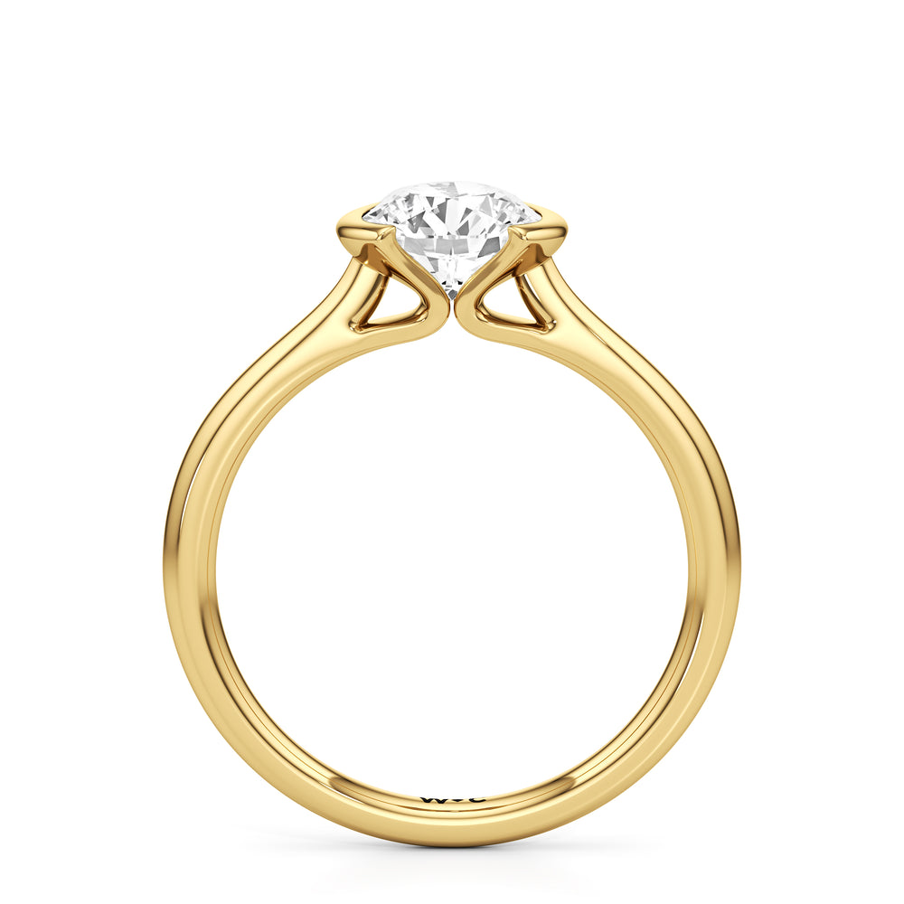 The Elena Engagement Ring with Round Cut Diamond in 14KT Yellow Gold view 2
