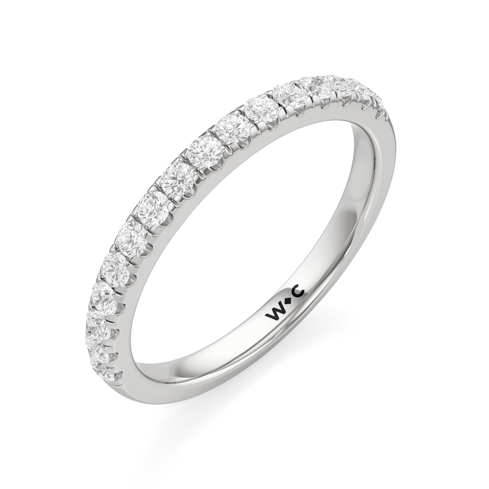 The Alana Diamond Wedding Band with Platinum Cut Diamond in 14KT Platinum view 3
