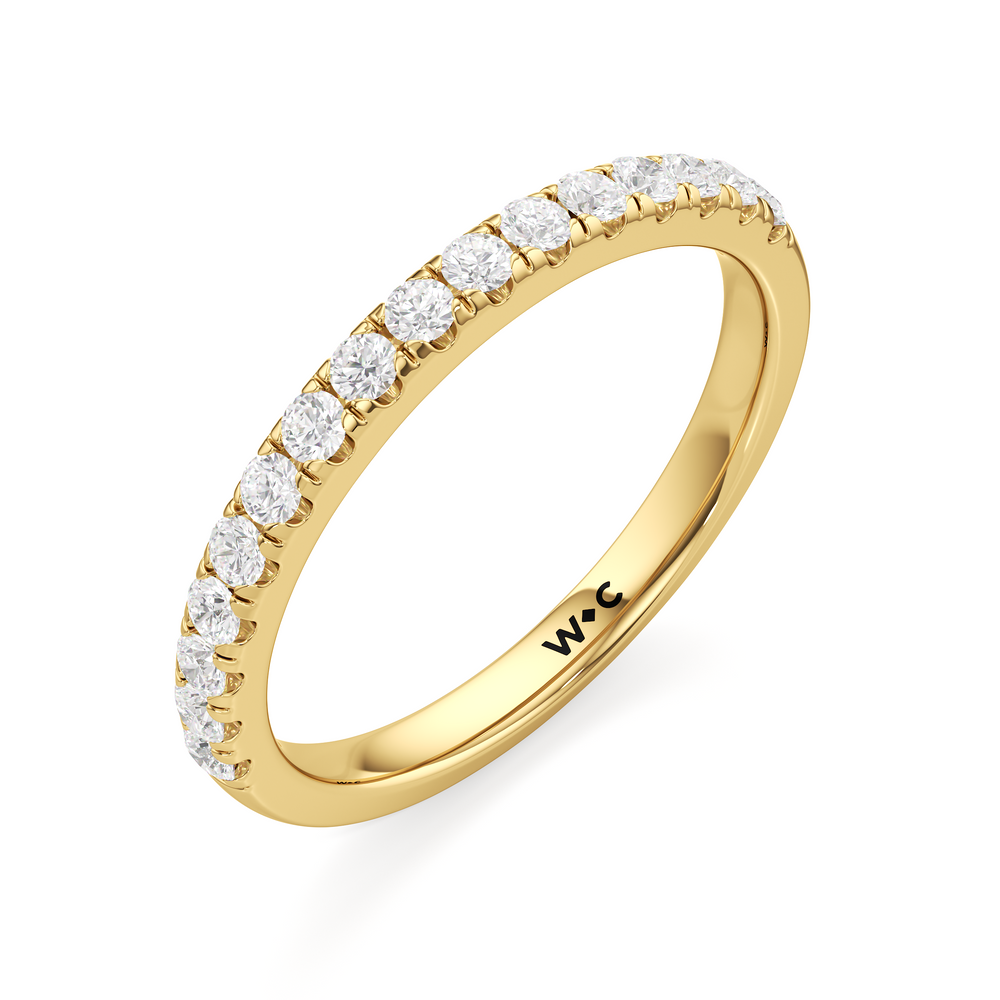 The Alana Diamond Wedding Band with 18KT Yellow Gold Cut Diamond in 14KT Yellow Gold view 3
