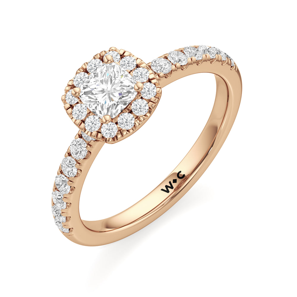 The Alana Engagement Ring with Cushion Cut Diamond in 14KT Rose Gold view 3
