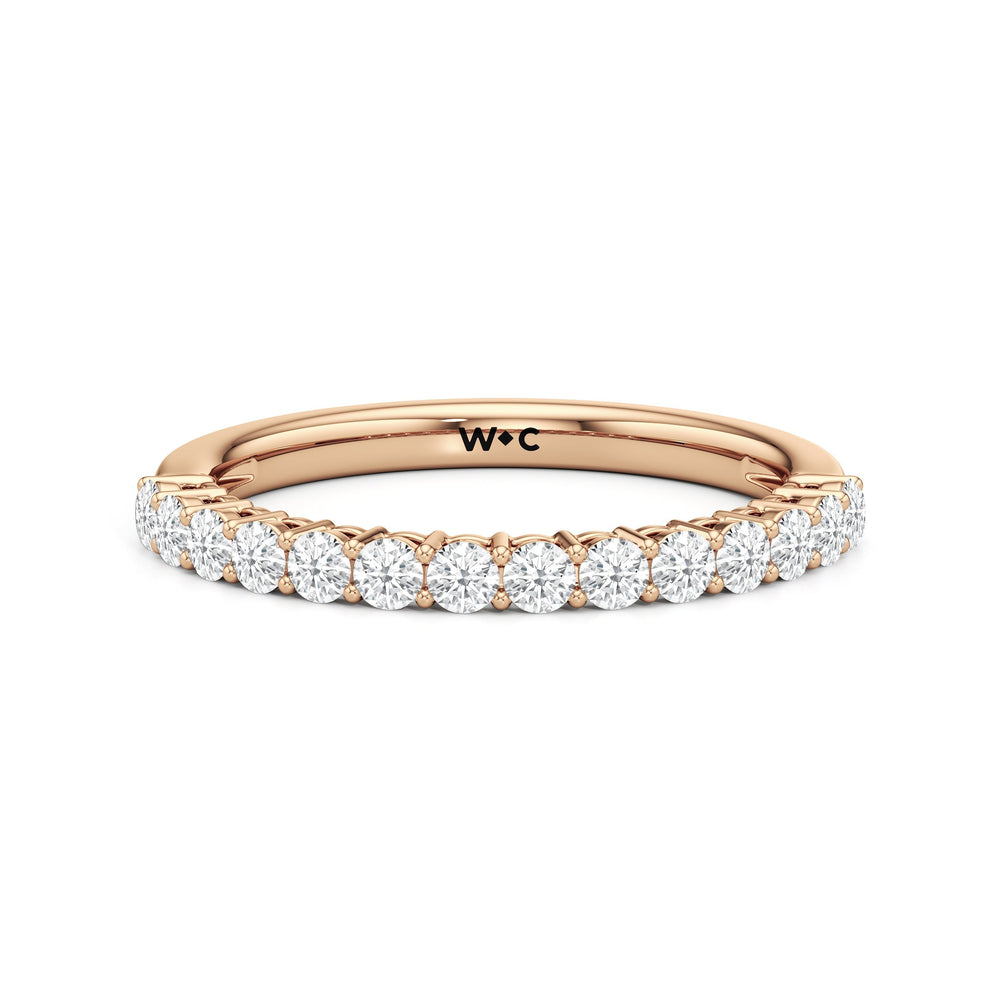 The Cecilia Diamond Wedding Band with 18KT Rose Gold Cut Diamond in 14KT Rose Gold view 1
