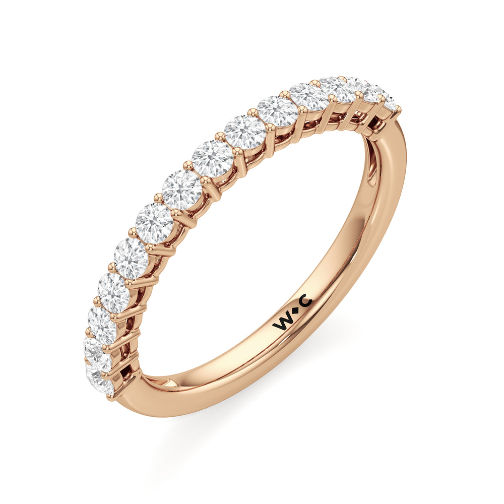 The Cecilia Diamond Wedding Band with 18KT Rose Gold Cut Diamond in 14KT Rose Gold view 3
