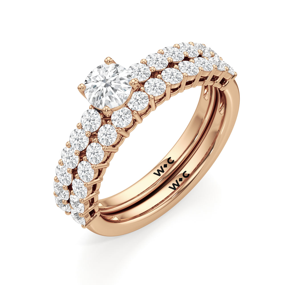 The Cecilia Diamond Wedding Band with 18KT Rose Gold Cut Diamond in 14KT Rose Gold view 4
