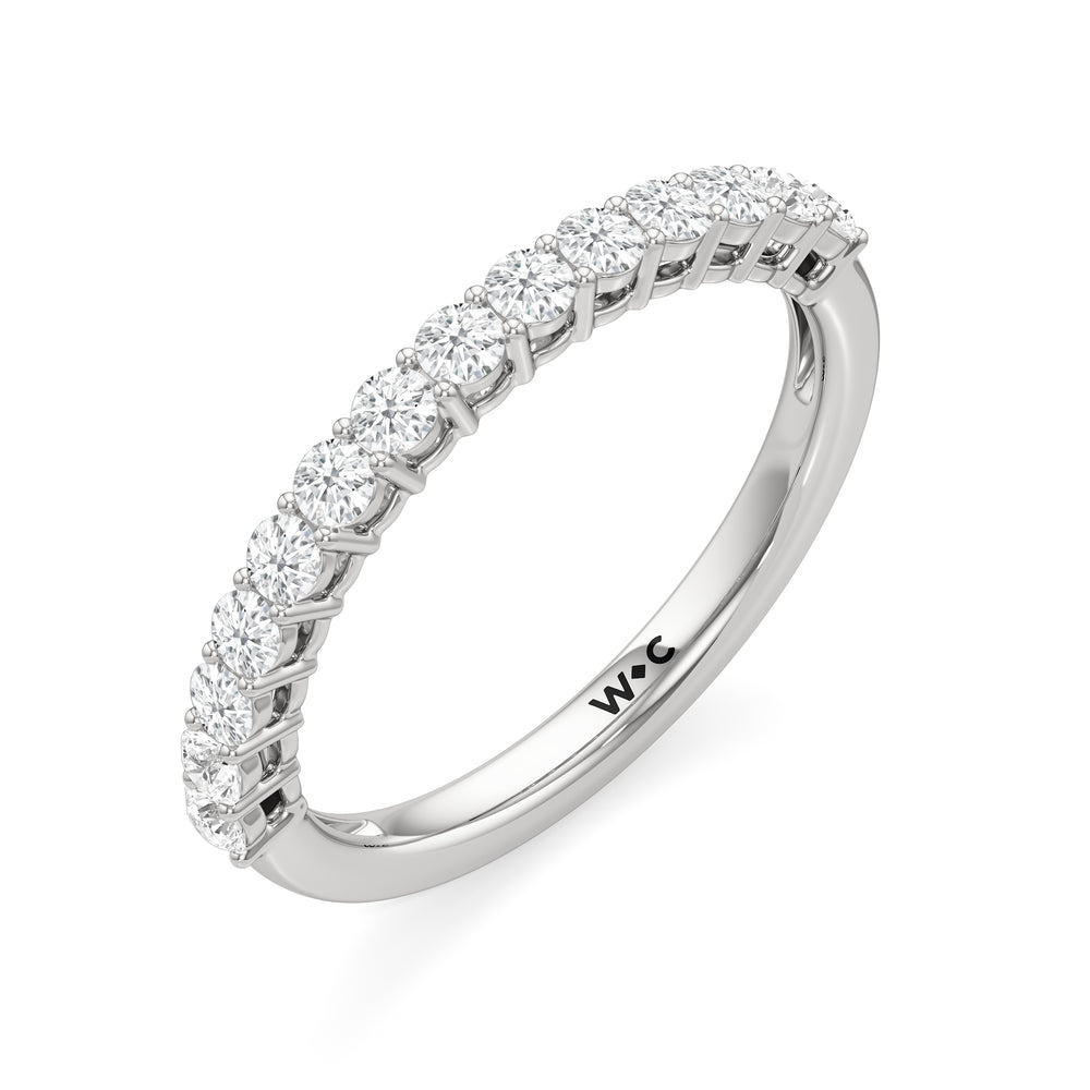 The Cecilia Diamond Wedding Band with Platinum Cut Diamond in 14KT Platinum view 3
