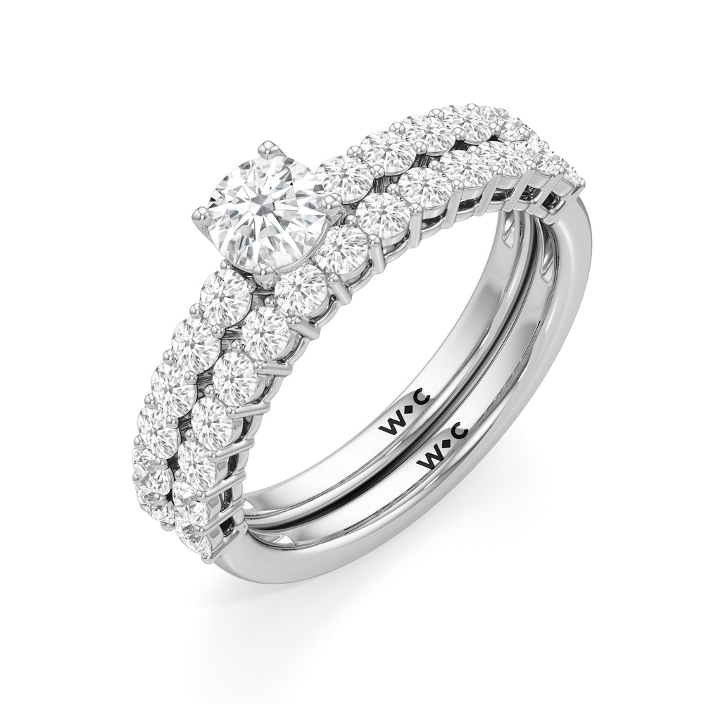 The Cecilia Diamond Wedding Band with Platinum Cut Diamond in 14KT Platinum view 4
