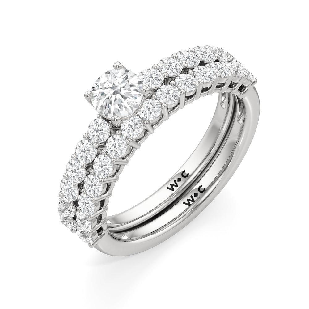 The Cecilia Diamond Wedding Band with Platinum Cut Diamond in 14KT Platinum view 4
