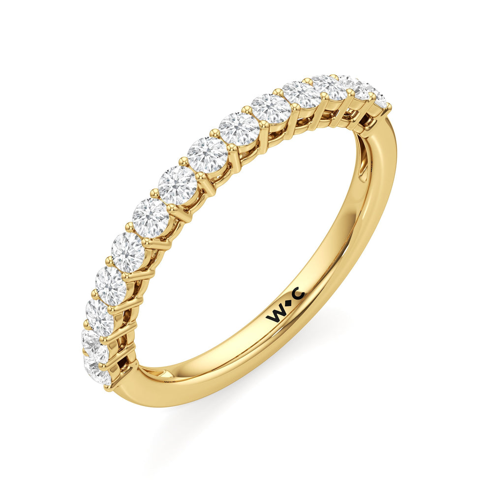 The Cecilia Diamond Wedding Band with 18KT Yellow Gold Cut Diamond in 14KT Yellow Gold view 3

