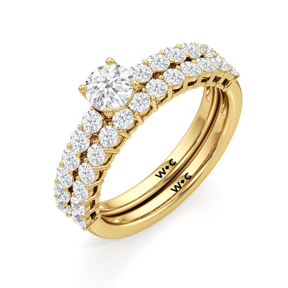 The Cecilia Diamond Wedding Band with 18KT Yellow Gold Cut Diamond in 14KT Yellow Gold view 4
