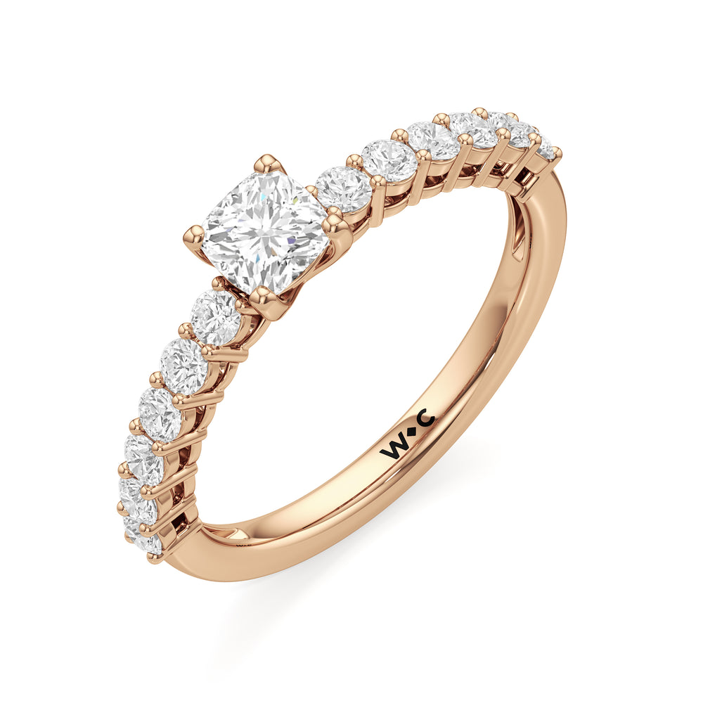 The Cecilia Engagement Ring with Cushion Cut Diamond in 14KT Rose Gold view 3
