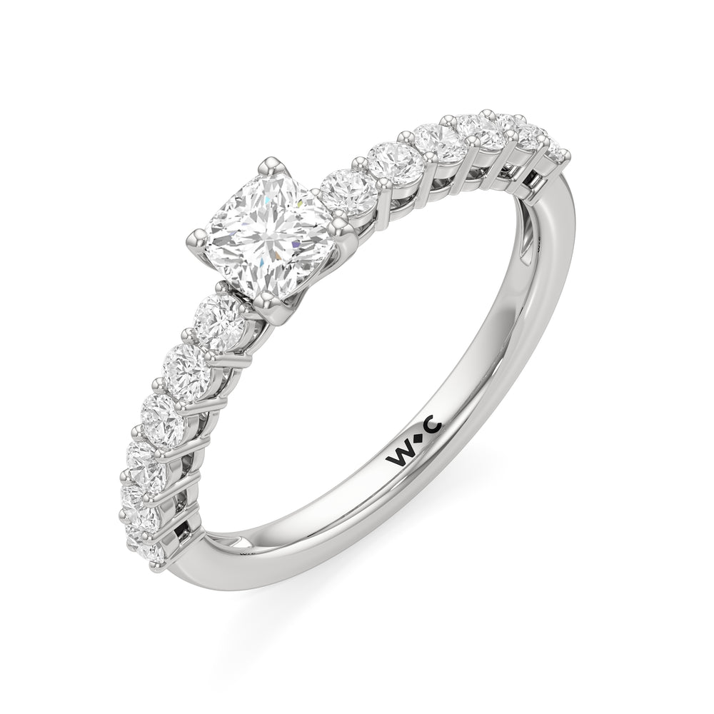 The Cecilia Engagement Ring with Cushion Cut Diamond in 14KT Platinum view 3
