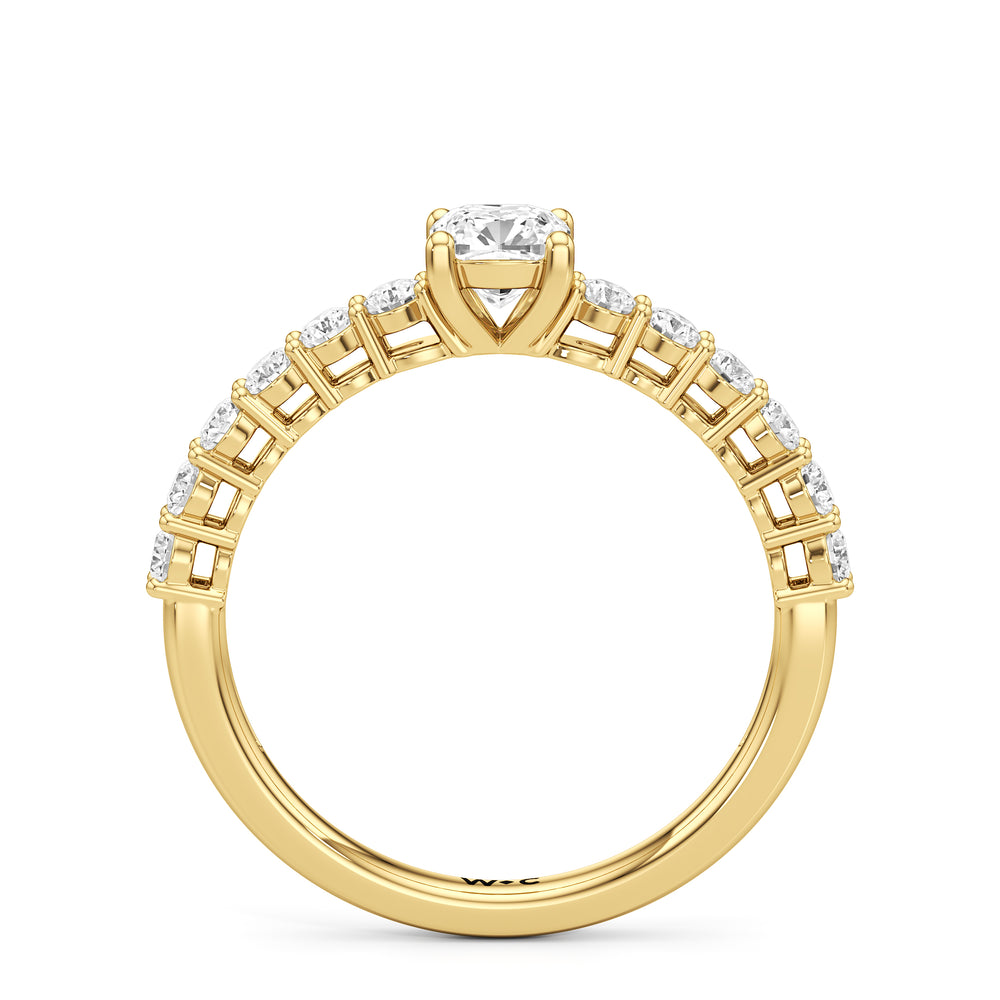 The Cecilia Engagement Ring with Cushion Cut Diamond in 14KT Yellow Gold view 2
