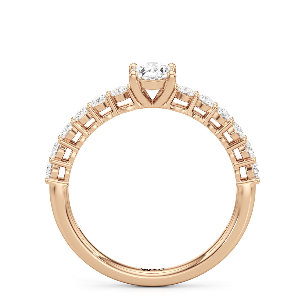 The Cecilia Engagement Ring with Oval Cut Diamond in 14KT Rose Gold view 2
