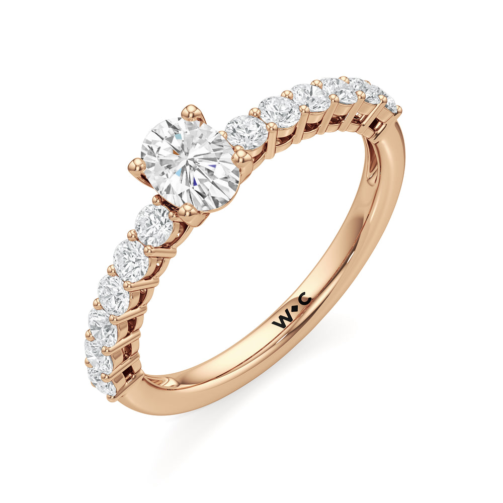 The Cecilia Engagement Ring with Oval Cut Diamond in 14KT Rose Gold view 3
