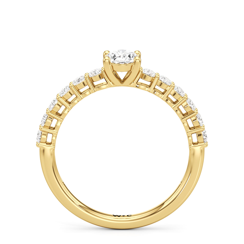 The Cecilia Engagement Ring with Oval Cut Diamond in 14KT Yellow Gold view 2
