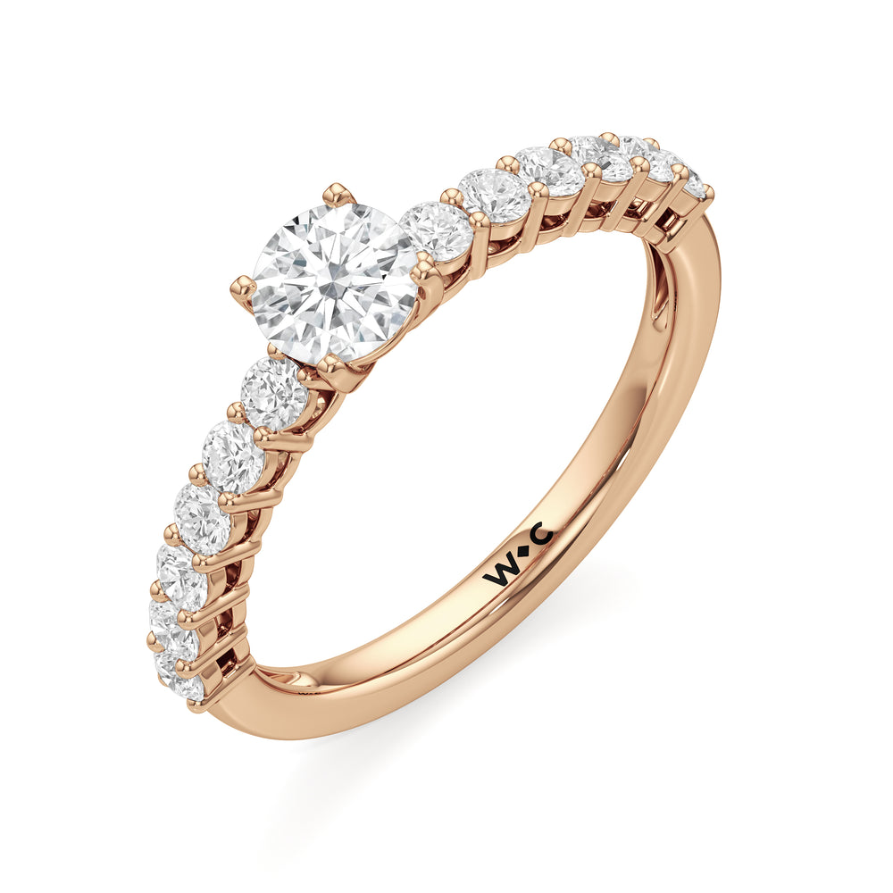 The Cecilia Engagement Ring with Round Cut Diamond in 14KT Rose Gold view 3
