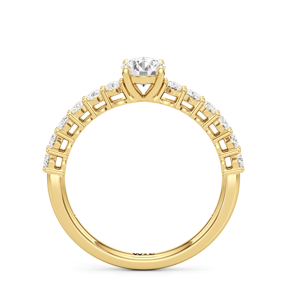 The Cecilia Engagement Ring with Round Cut Diamond in 14KT Yellow Gold view 2
