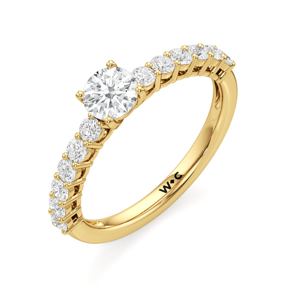 The Cecilia Engagement Ring with Round Cut Diamond in 14KT Yellow Gold view 3
