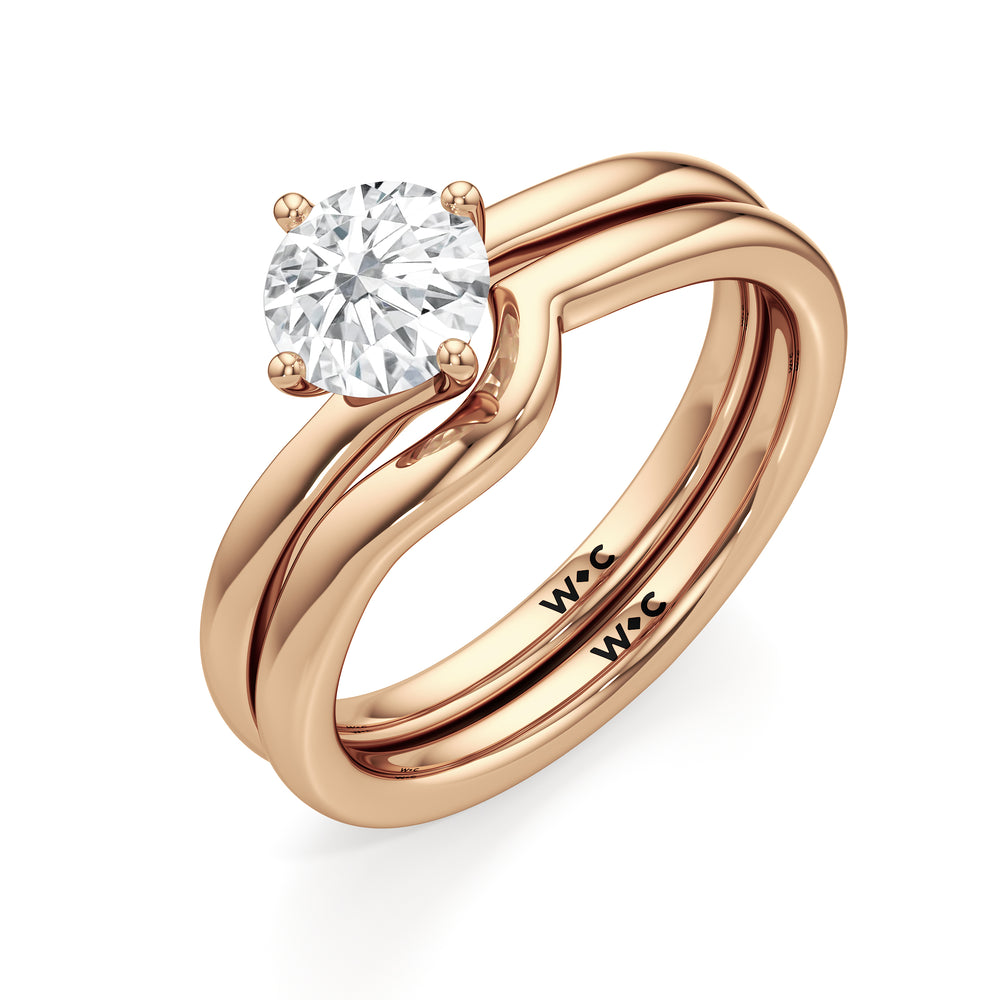 The Celeste Wedding Band with 18KT Rose Gold Cut Diamond in 14KT Rose Gold view 4
