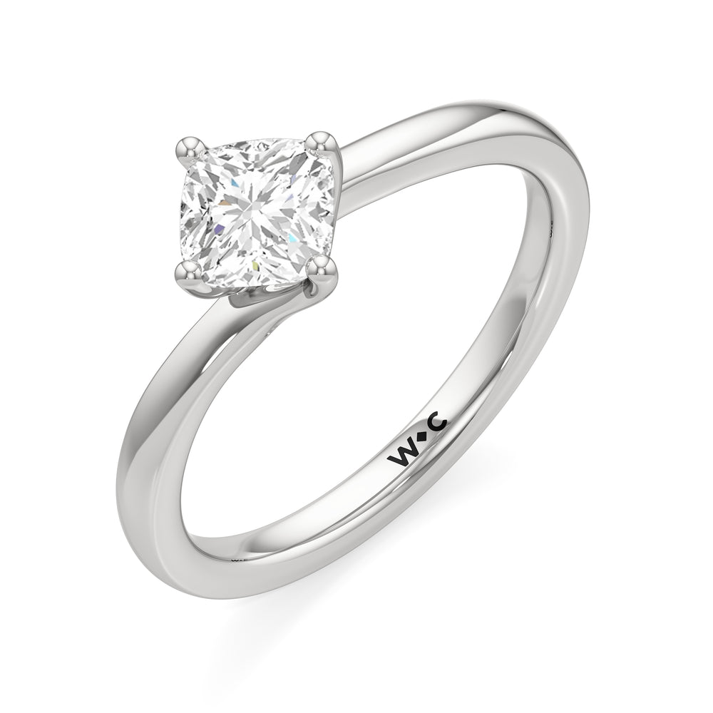 The Celeste Engagement Ring with Cushion Cut Diamond in 14KT Platinum view 3
