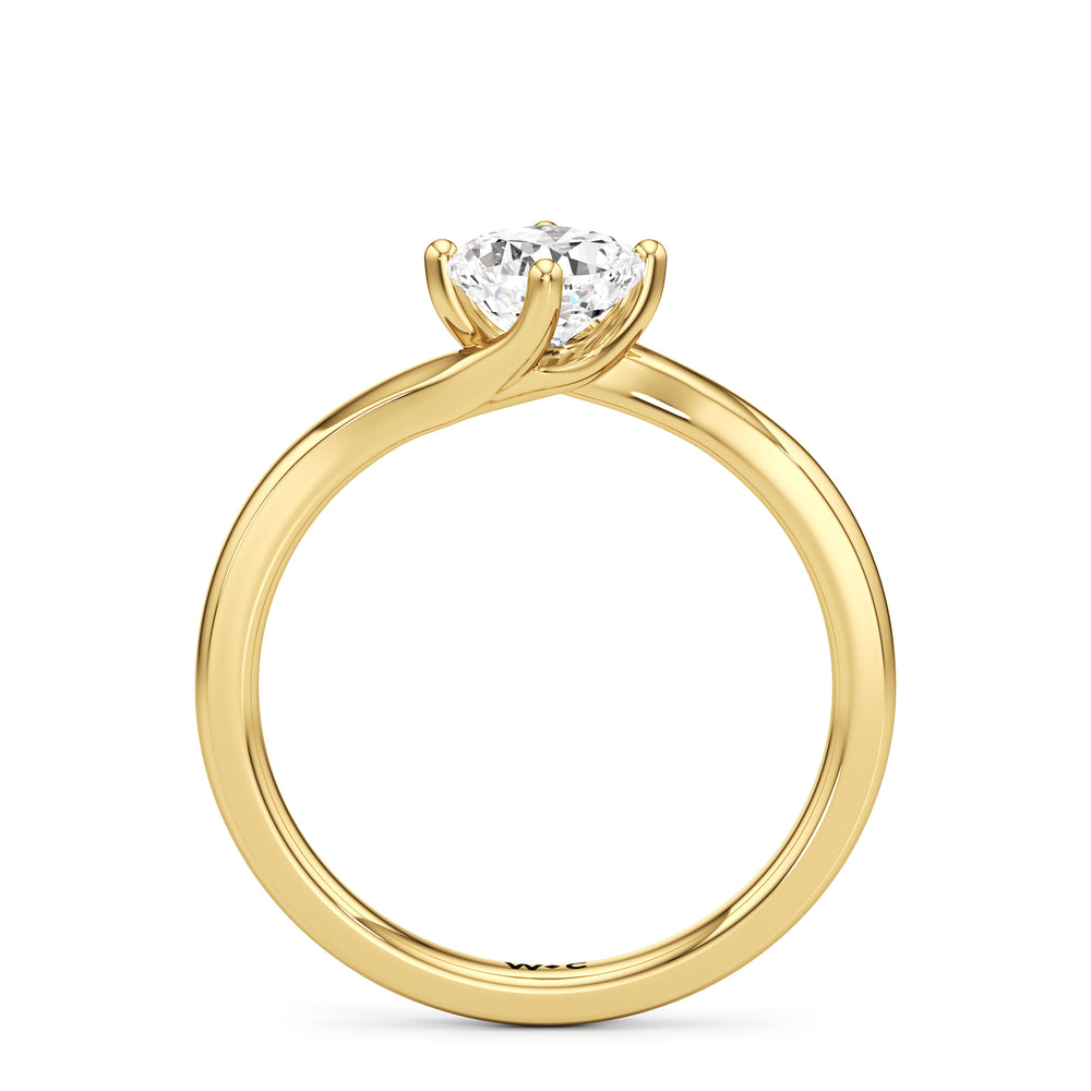 The Celeste Engagement Ring with Cushion Cut Diamond in 14KT Yellow Gold view 2
