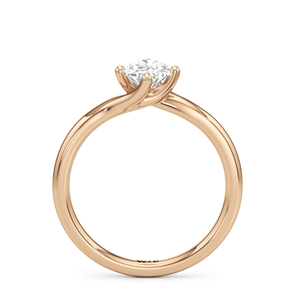 The Celeste Engagement Ring with Oval Cut Diamond in 14KT Rose Gold view 2
