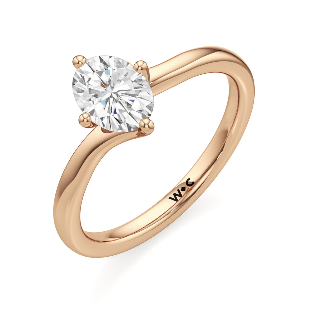 The Celeste Engagement Ring with Oval Cut Diamond in 14KT Rose Gold view 3
