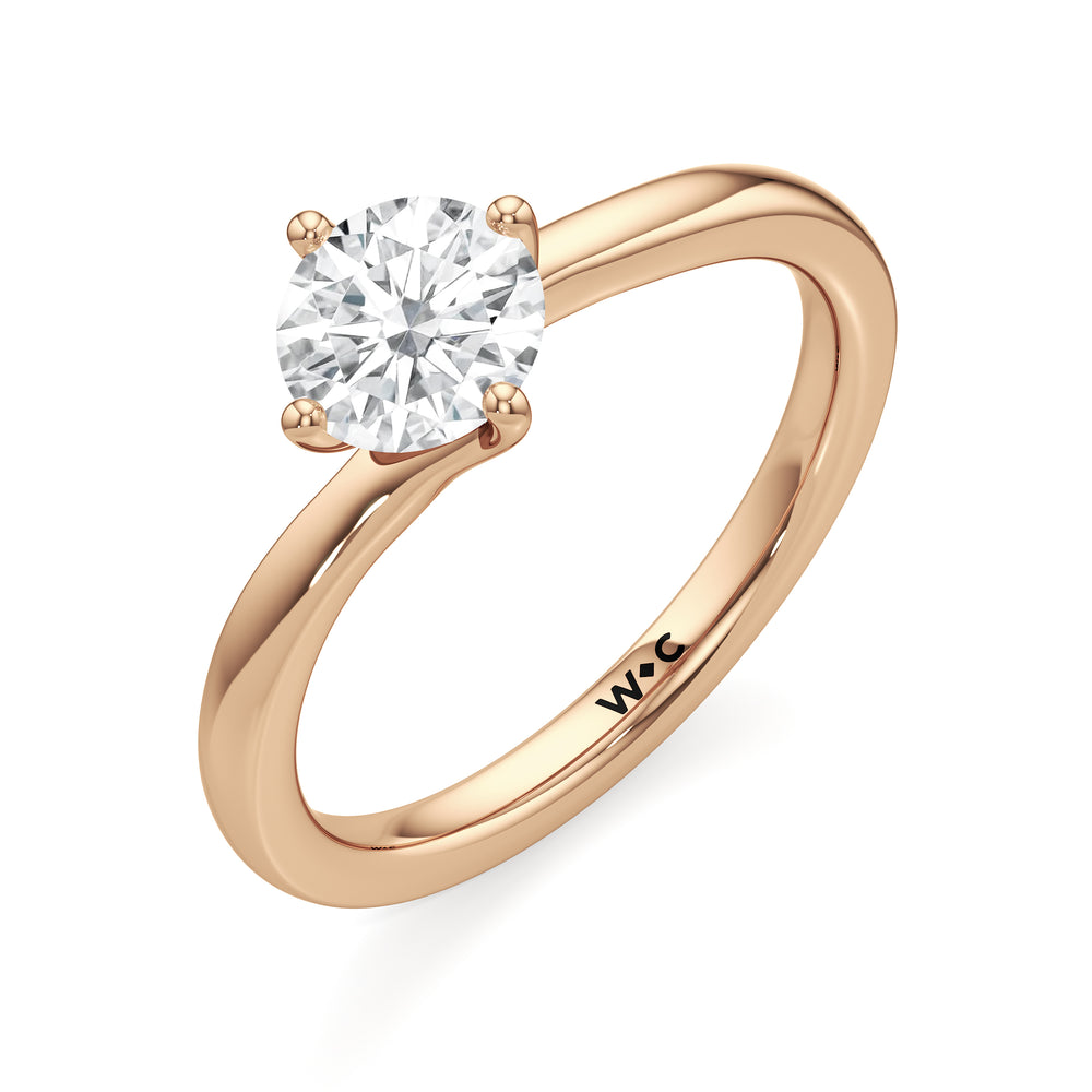 The Celeste Engagement Ring with Round Cut Diamond in 14KT Rose Gold view 3
