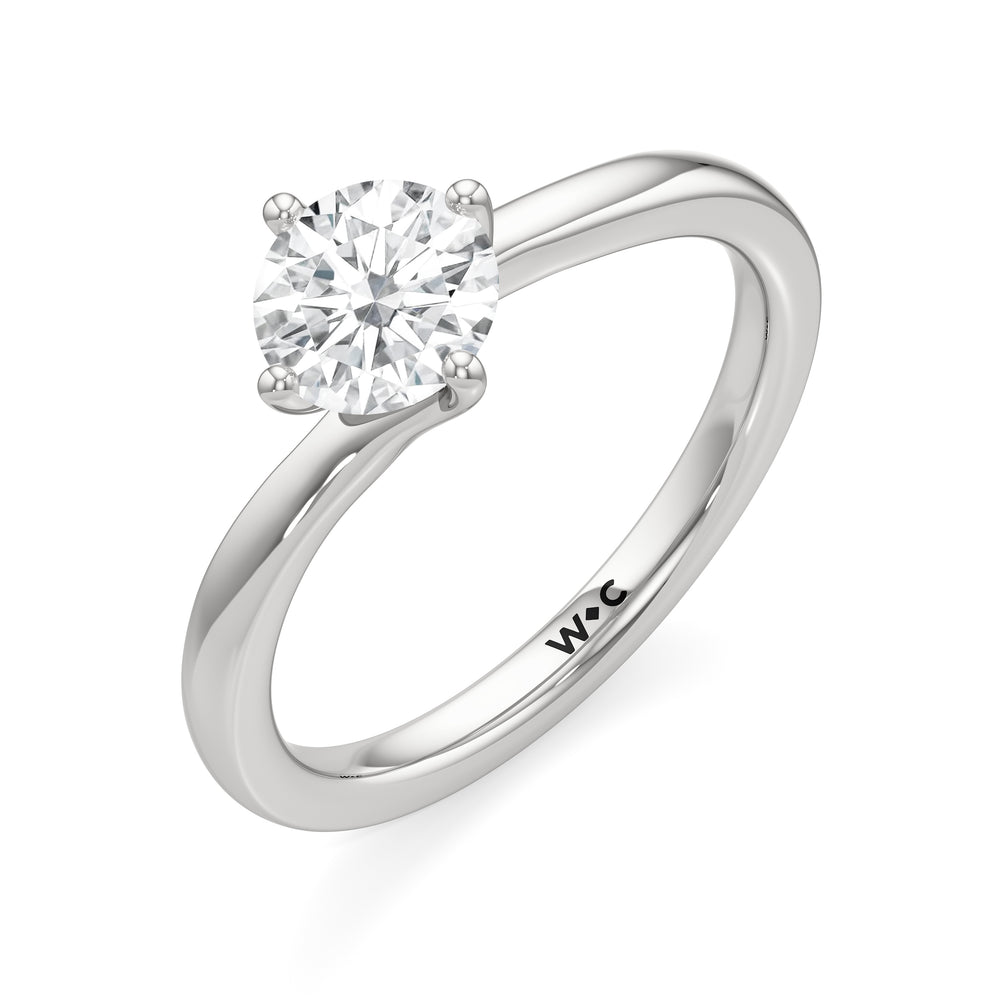 The Celeste Engagement Ring with Round Cut Diamond in 14KT Platinum view 3
