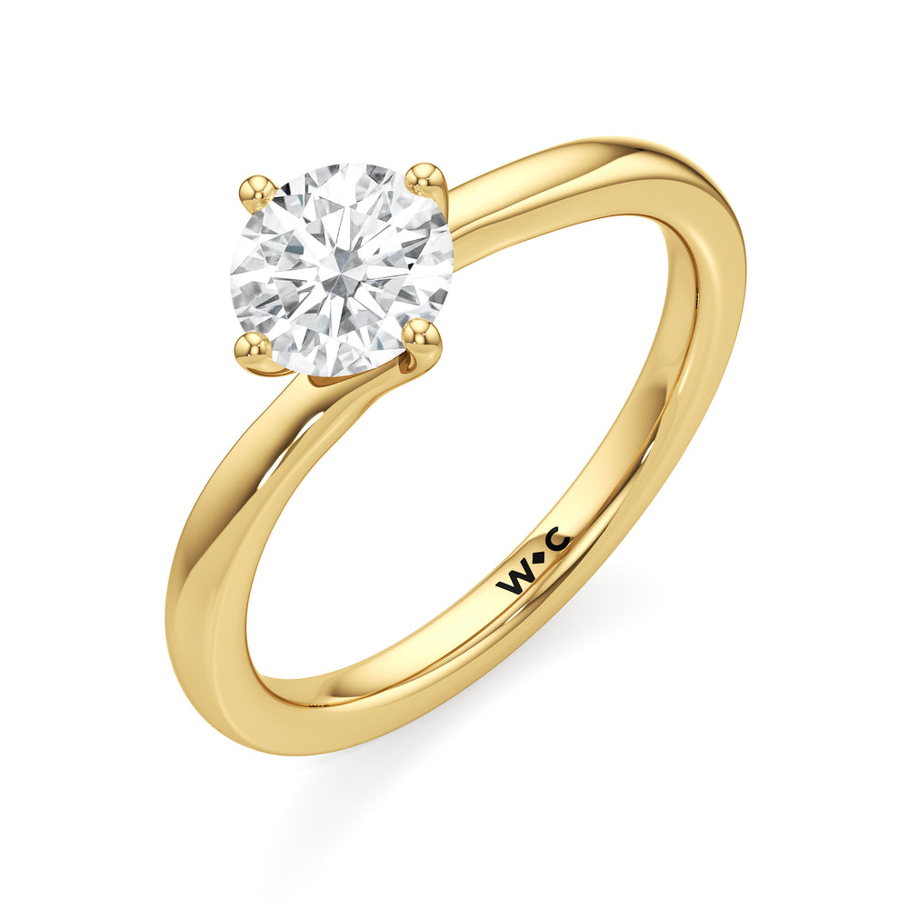 The Celeste Engagement Ring with Round Cut Diamond in 14KT Yellow Gold view 3
