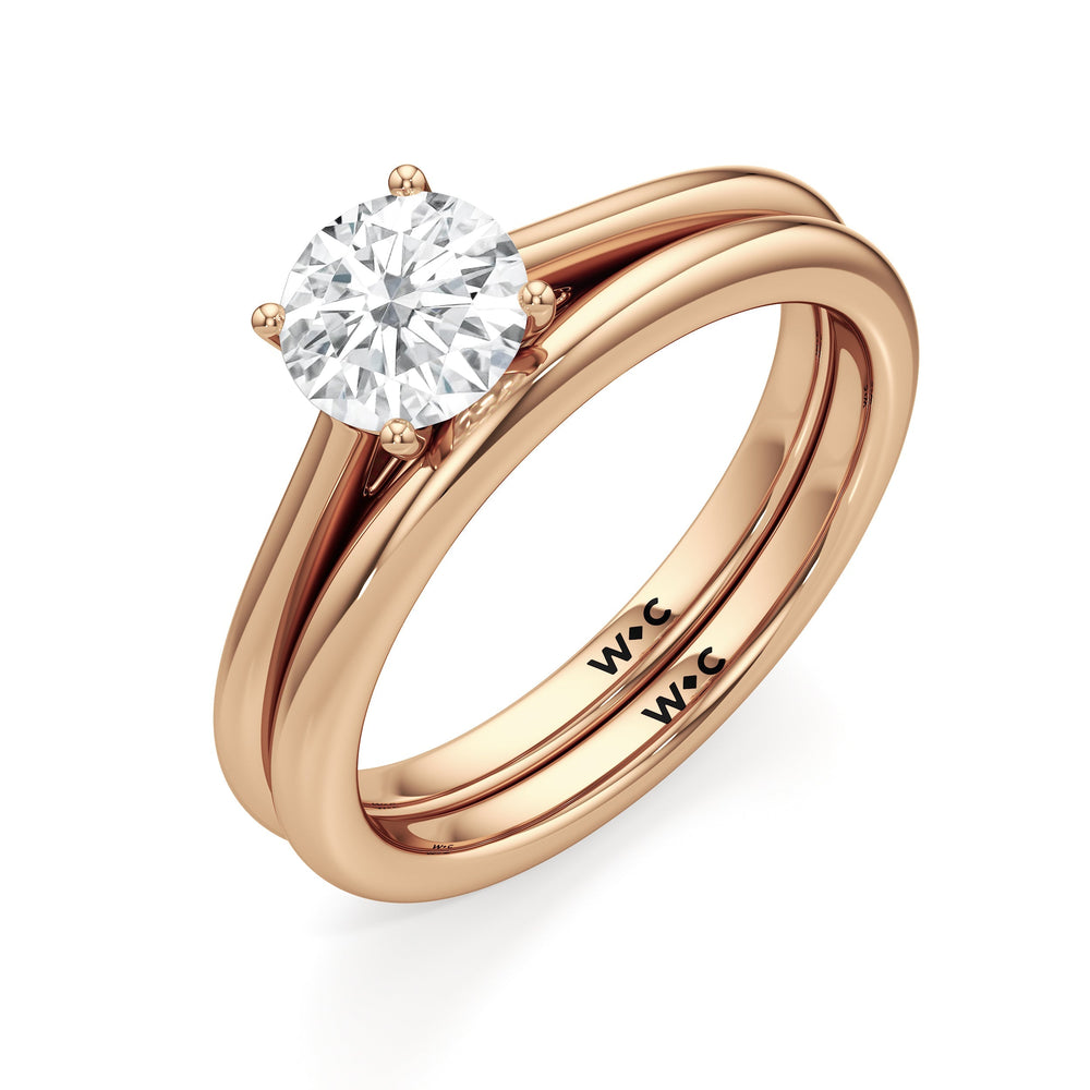 The Rona Wedding Band with 18KT Rose Gold Cut Diamond in 14KT Rose Gold view 4
