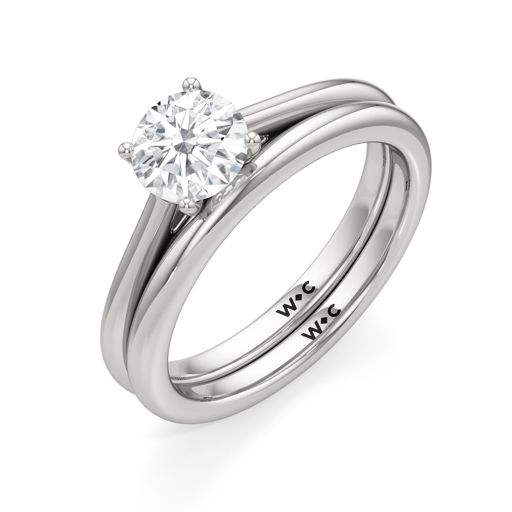 The Rona Wedding Band with Platinum Cut Diamond in 14KT Platinum view 4
