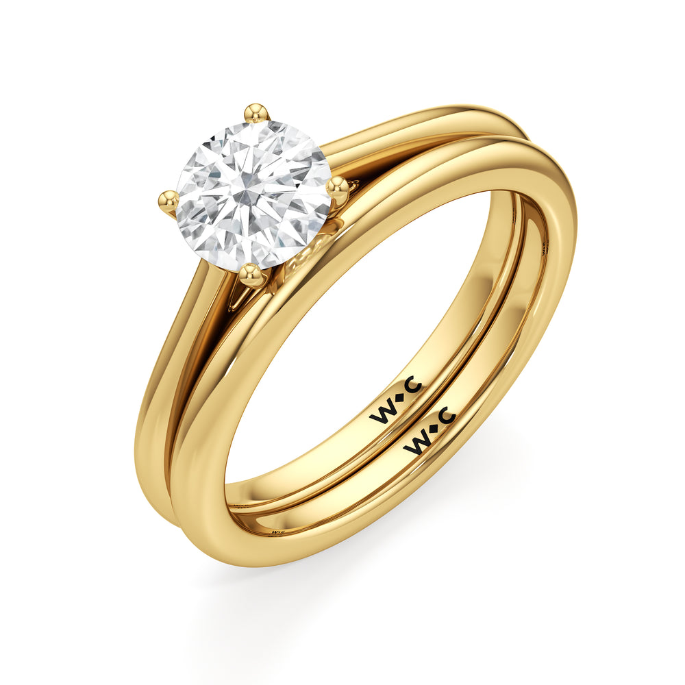 The Rona Wedding Band with 18KT Yellow Gold Cut Diamond in 14KT Yellow Gold view 4
