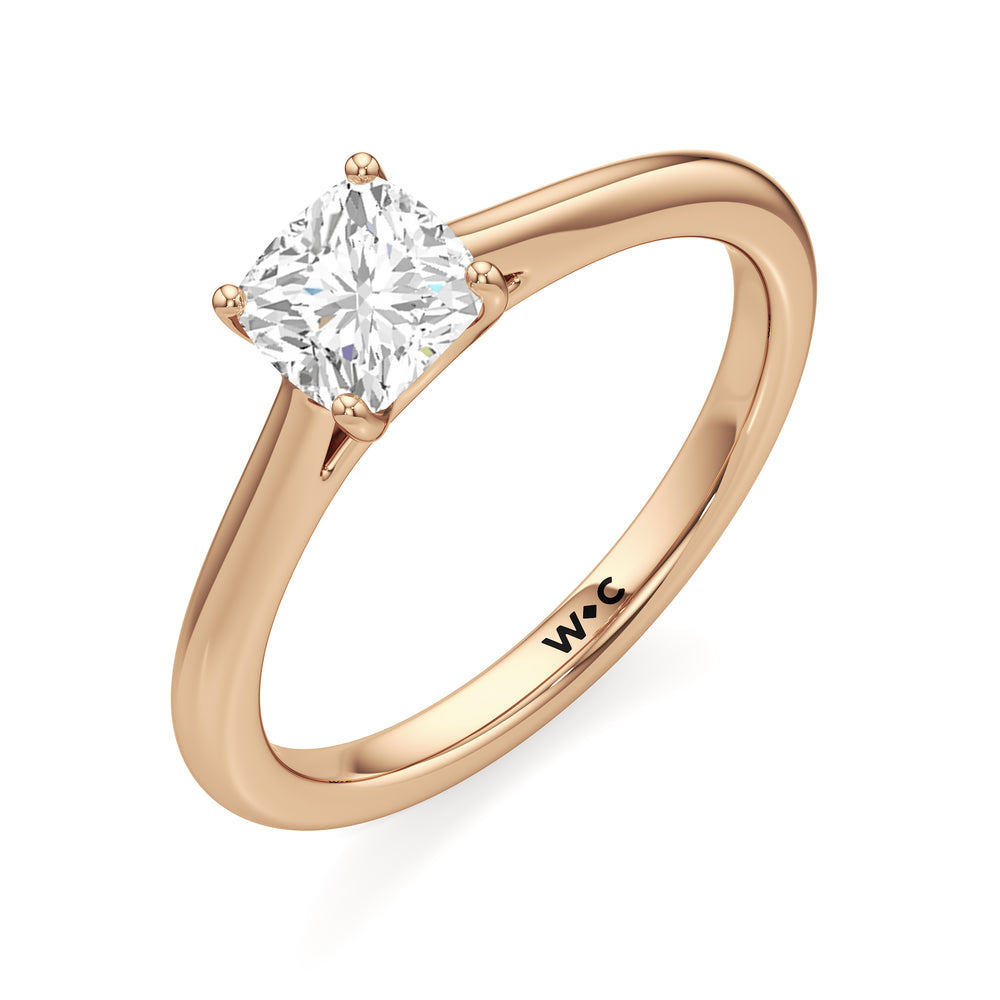 The Rona Engagement Ring with Cushion Cut Diamond in 14KT Rose Gold view 3
