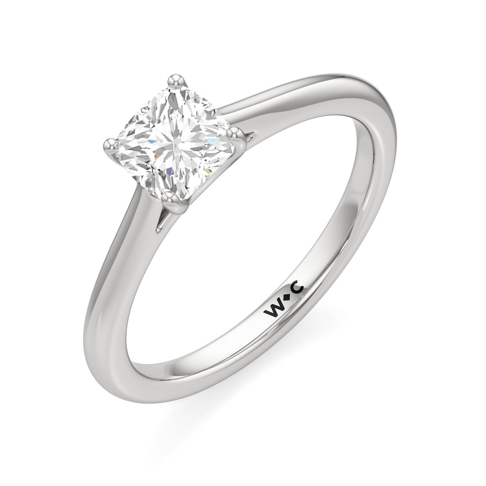 The Rona Engagement Ring with Cushion Cut Diamond in 14KT Platinum view 3
