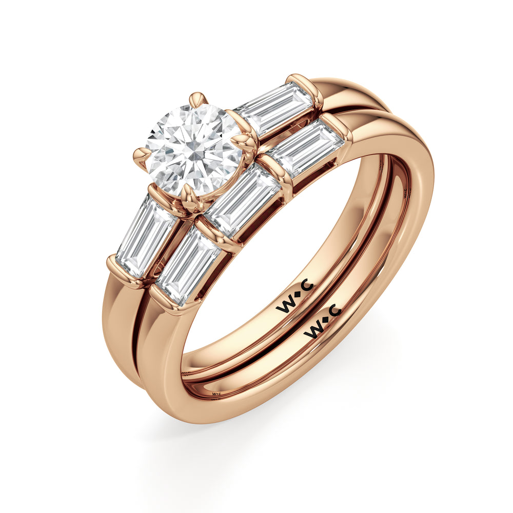 The Maeve Diamond Wedding Band with 18KT Rose Gold Cut Diamond in 14KT Rose Gold view 4
