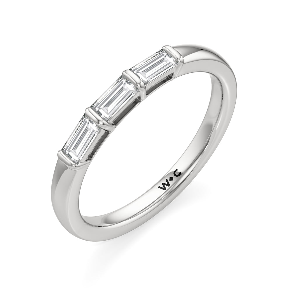 The Maeve Diamond Wedding Band with Platinum Cut Diamond in 14KT Platinum view 3
